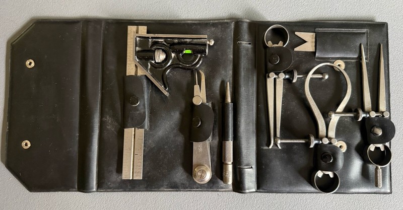 Union Tool Company 7 Piece Machinist Set W/Case Orange, MA VG Vintage Condition