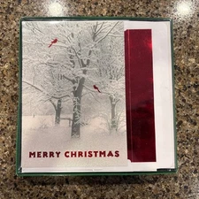 Holiday Collection 16 Count Christmas Cards + Red Lined Envelopes Boxed-NEW