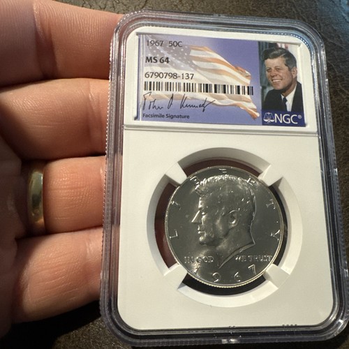 Vintage JFK 40% Silver Coin NGC MS64 John F. Kennedy Half Dollar US Mint 1967