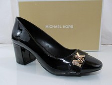 Michael Kors Jilly Flex Pump Heels Signature Logo Black Patent Size 7