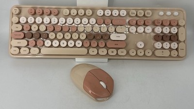 MOFii Retro Round Key Wireless Keyboard and Mouse Combo New Open Box