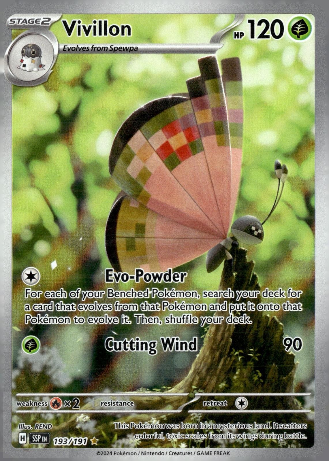 Vivillon 193/191 Illustration Rare Surging Sparks Pokemon Holo NM/M