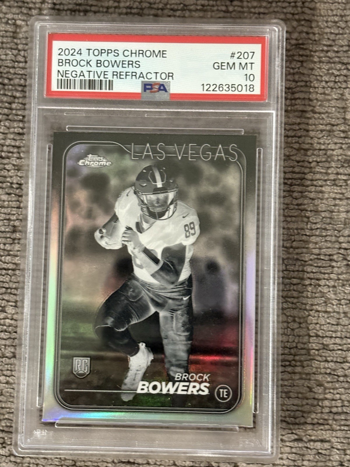 Brock Bowers Topps Chrome #207 Negative Refractor