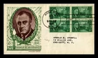 DR JIM STAMPS US COVER ROOSEVELT FDC SCOTT 930 BLOCK OF 4 SMARTCRAFT SPECIAL