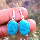 Sale Turquoise Gemstone Dangle Drop Earring 925 Sterling Silver Plated Jewellery