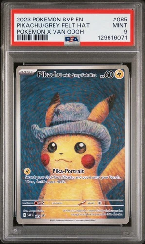 2023 POKEMON SVP EN-SV BLACK STAR PROMO #085 PIKACHU WITH GREY FELT HAT PSA 9