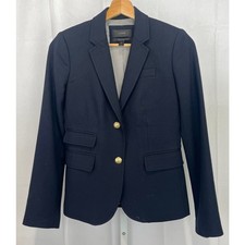J.CREW Two Button Schoolboy Blazer 03171 Classic Wool Jacket Navy Blue Size 00