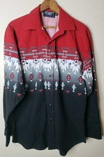 Vtg 90s Brooks And Dunn Panhandle Slim Pearl Snap Western Shirt Mens Medium AOP