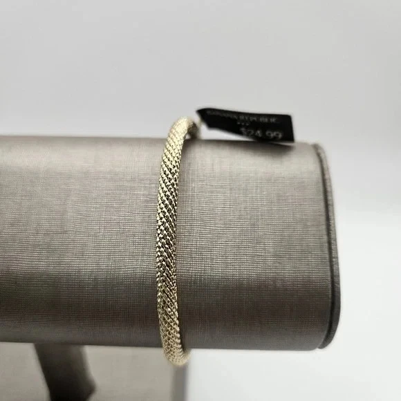 Brazalete Banana Republic Tono Dorado Malla Retorcida Cable Perilla Abierta ~ Nuevo con Etiquetas Foto 2 de 4