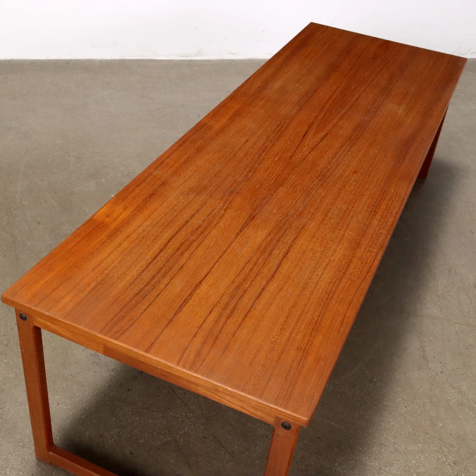 Table Basse Vintage Plaquée en Tek Danemark Années 60 Originale - Photo 3/4