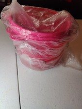 NEW Tupperware Big Wonders Bowls 3 cup Round Clear Pink Set of 4 FREE SHIPPING!!