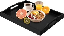 Bamboo Food Serving Tray with Handles, Breakfast Bed Tray for Tea,Snack,Dinner,