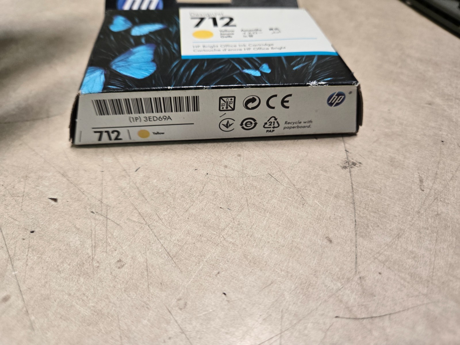 3ed69a Compatible Sealed Genuine HP 712 Yellow Standard Yield Ink Cartridge (3ED69A) exp 2027