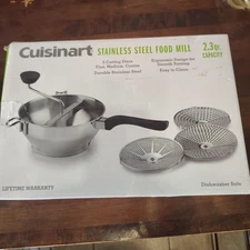 CUISINART Food Mill Stainless Steel Food Mill 2.3 Qt Complete Excellent