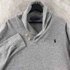 Polo Ralph Lauren Shawl Collar Sweater Mens Size Large Gray Estate Rib