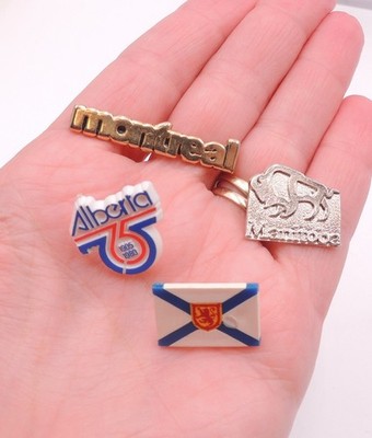 Lot 4 Vintage Canada Lapel Pin Souvenir Travel Nova Scotia Alberta Montreal Mani