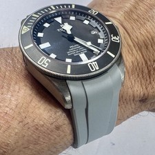 22mm GRAY Caoutchouc rubber Strap TUDOR Pelagos Watch FKM PLEASE READ DETAILS