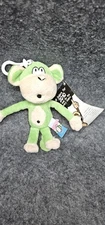 Vintage Bobby Jack Green Monkey Plush Keychain Tag Attached Stuffed Animal