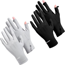 2 Packs Women Sun Protection Driving UV Gloves Full Finger Touchscreen Non Slip
