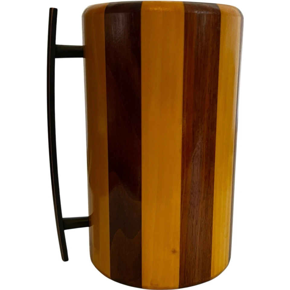 Taza de cerveza grande de madera Two Morrow's Design 20 oz jarra de madera hecha a mano ÚNICA EN SU CLASE Foto 3 de 4