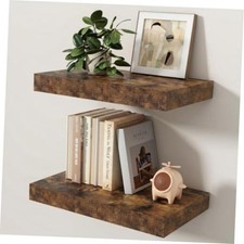 Floating Shelves for Wall, 16 Inch x 8 Inch Deep 16 Inch, Set of 2 Rustic Brown