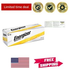 EN93 12 Count Pack of C Alkaline Batteries - Long-Lasting  Mercury-Free