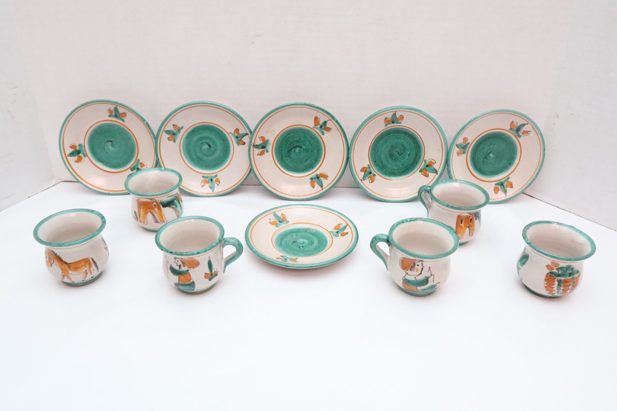 SET 6 Cassetta VTG Vietri Italy Campagna Shephard Farm Demitasse