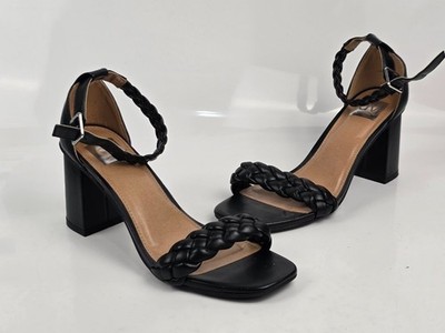 DV Dolce Vita Hassa Women's Black Braided Strap Block Heels US Size 9