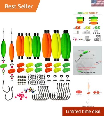 Versatile 126-Piece Catfish Rig Making Kit with High-Visibility Accessories