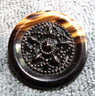 Large Vintage Antique Victorian Pierced Metal & Celluloid Button STAR Design — photo 4