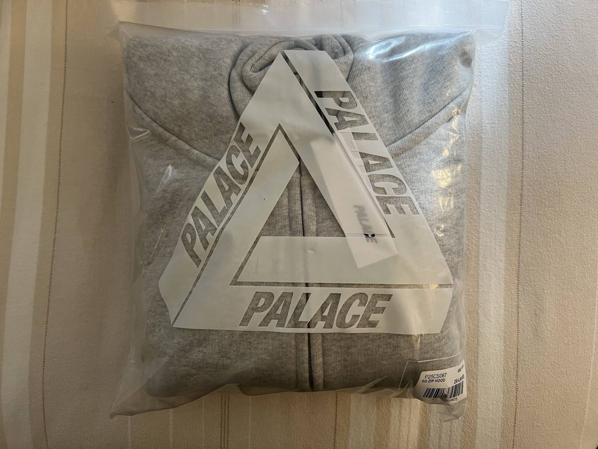 Palace 5G Zip Hood Hoodie Hooded Fleece Sweatshirt GREY MARL Men's