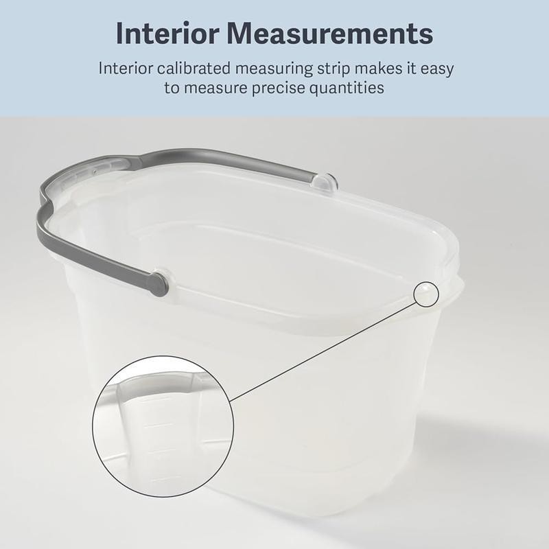 Rectangular Cleaning Bucket 4 Gallon W/ Handle Measuring Strip Pouring Spouts US