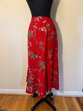 Sag Harbor red floral midi skirt size 14