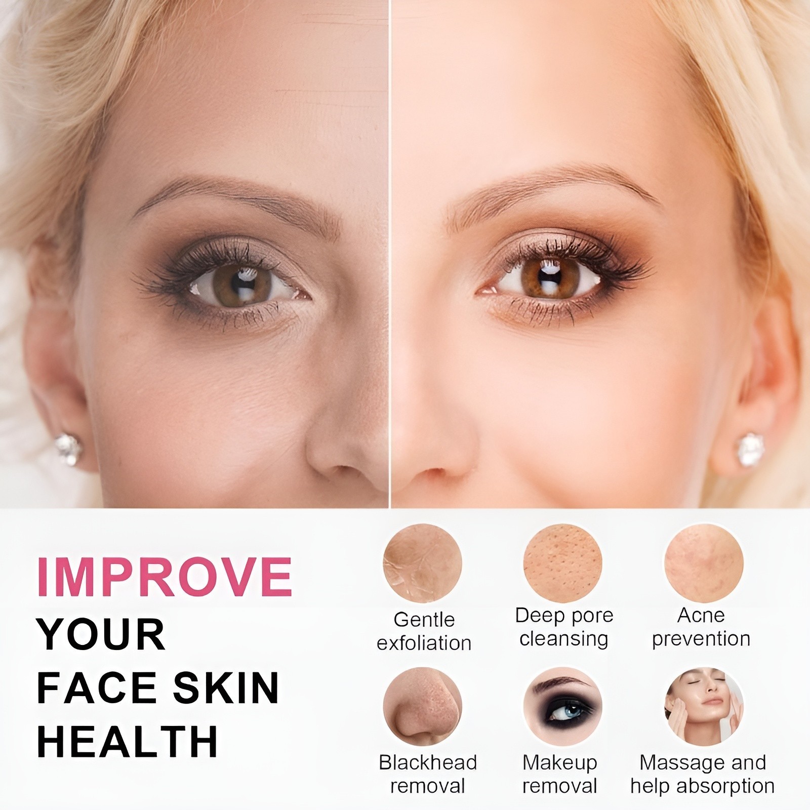 Sonic Facial Skin Cleansing Brush Deep Clean Electric Face Scrubber, Luxury Gift