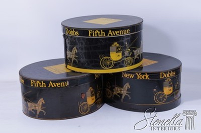 F71950: Set Of 3 Vintage Hat Boxes Oval & Round By Dobbs