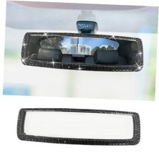 Bling Car Rear View Mirror, Clip-On Rhinestone Car Rearview Mirror with Black