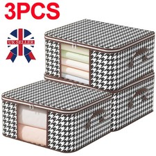 3PCS Clothes Storage Bags With Zip Bedroom Large Collapsible Storage Box Bedding