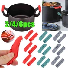2/4/6PCS Silicone Holder Cast Iron Hot Skillet Handle Cover Potholder Pan Sleeve