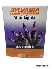 Sylvania 100 PURPLE Mini Lights Halloween Series Set Bulbs Black Wire