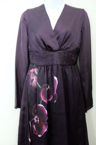 Altuzarra x Target Langarm Orchidee Faux Wickel Satin A-Linie Kleid Gr. 2 Lila - Bild 2 von 6