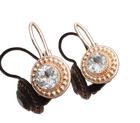 925 Sterling Silver  Vintage Blue Topaz Beaded Halo Drop Earrings  EG12419