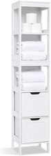 Colonna Bagno, Mobiletto Bagno Salvaspazio con 3 Ripiano e 2 Cassetti, Moderna M