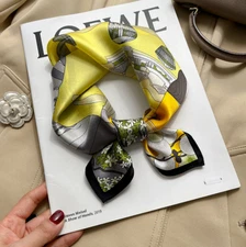 100% Silk Scarf Women Hot Air Balloon Kerchief Square Bandana Wrap 53X53cm