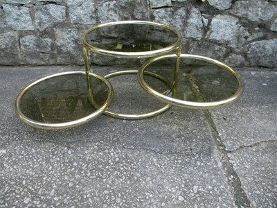 Mid Century Milo Baughman Style Brass Swivel Coffee Table Ebay