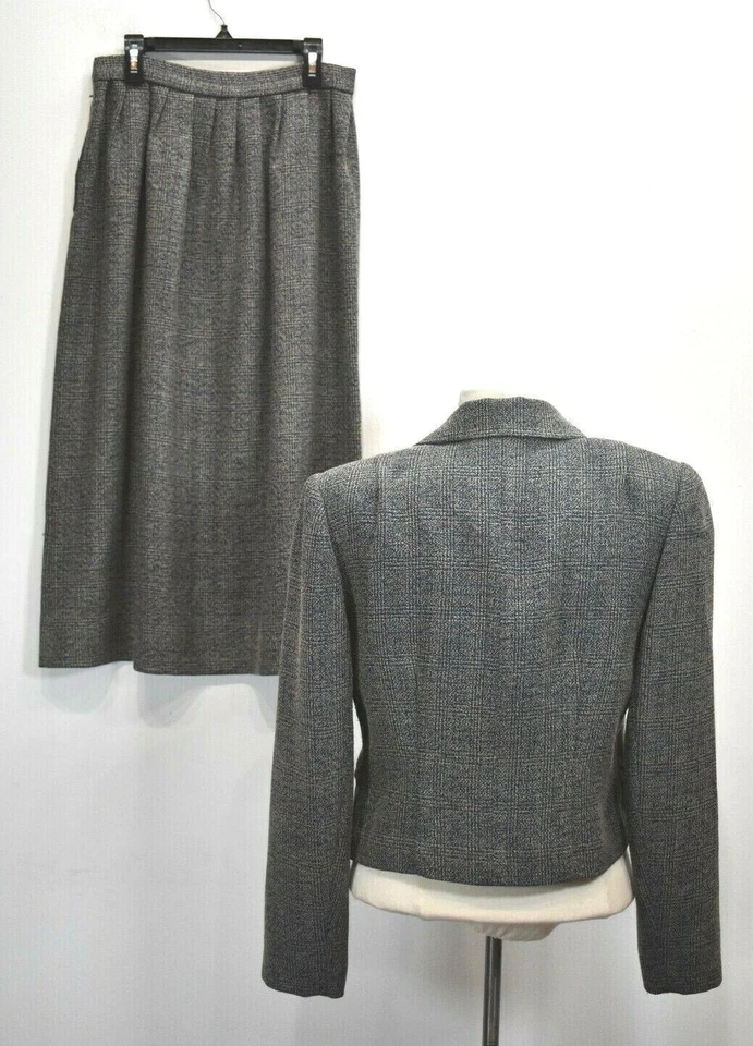 Cynthia Howie Womens Gray Button Front Blazer Pleated Long Skirt 2 Piece Set 4 - Image 2 of 4