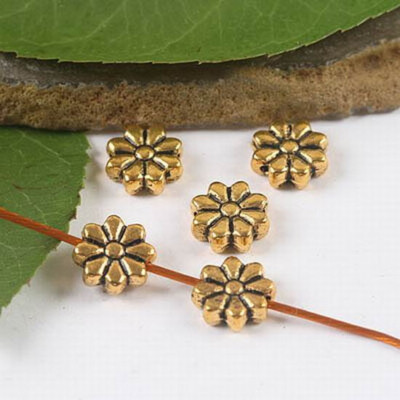 40pcs dark gold tone daisy flower spacer beads h1955