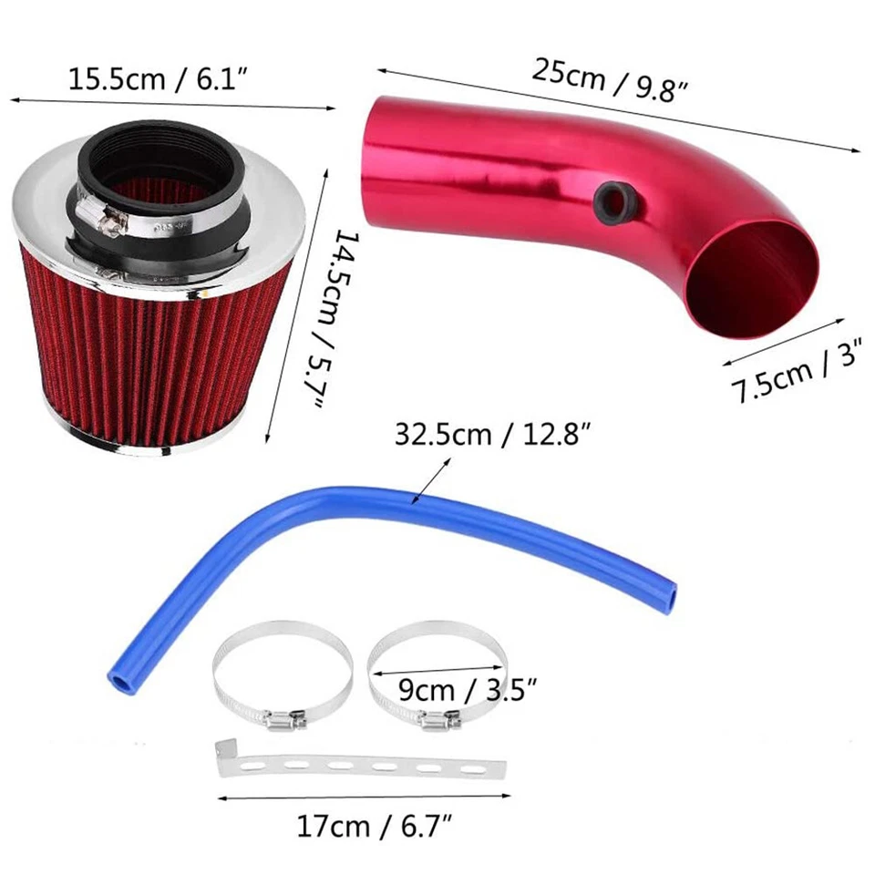 Filtro de admisión de aire frío de 3" kits de inducción de aluminio sistema de manguera de tubería para Hyundai Foto 2 de 4
