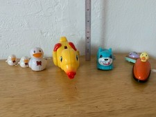 4 Cool Vintage Plastic Duck W/Ducklings, eating duck, racing duck, bunny Wind Up