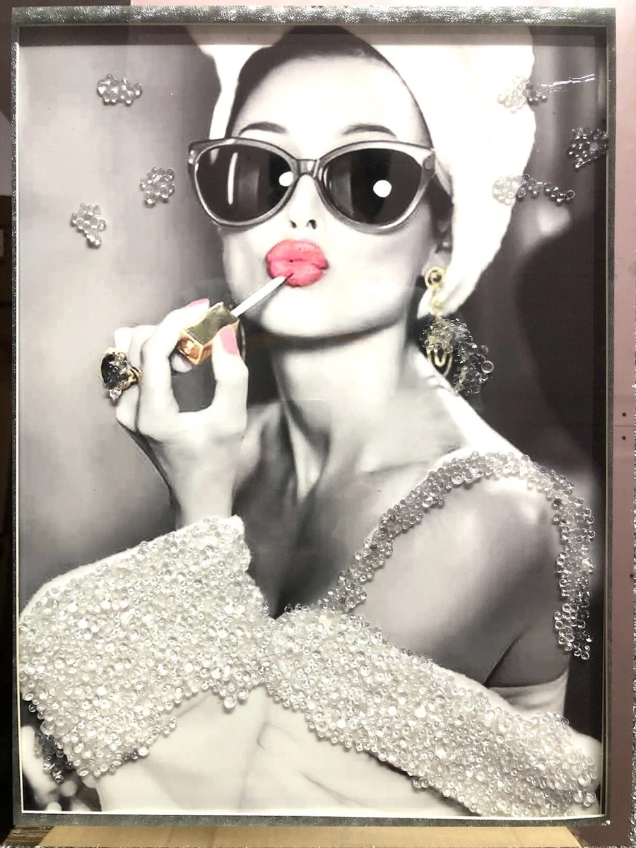 Glitter Audrey Hepburn Glamorous Lipgloss Sunglasses Canvas 