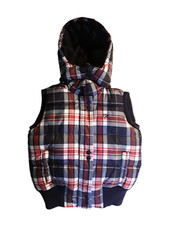 Tommy Hilfiger Hooded Spring Vest Heritage Plaid Sleeveless Jacket Puffer Kids 8